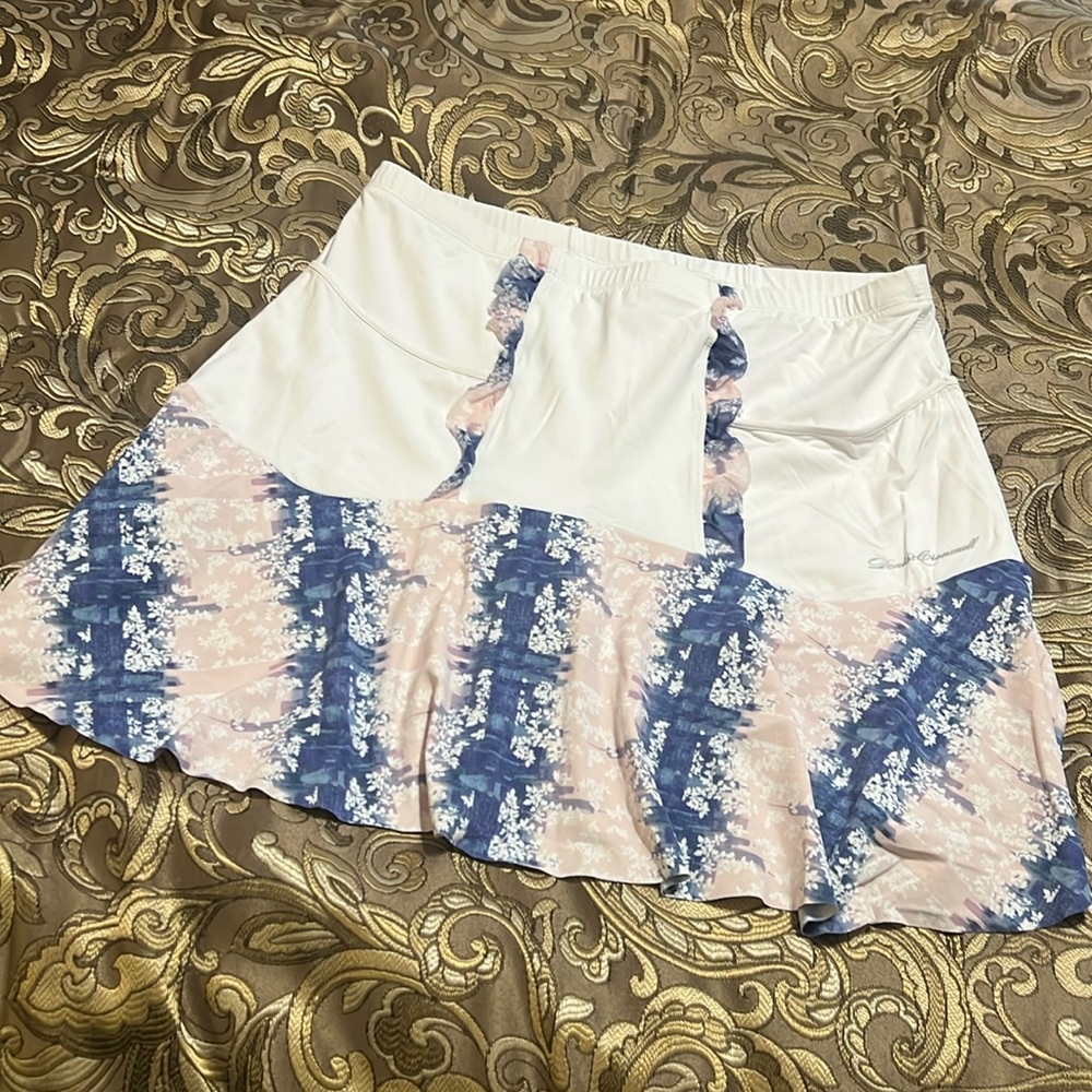 Denise Cronwall skort, new without tags, white, blue and pale pink. Size L